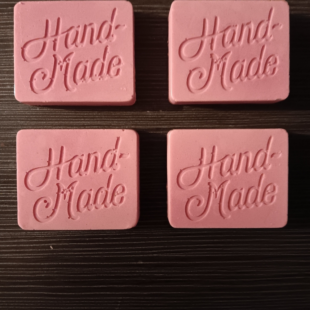 Pink 'Hand-Made' Square Soap Bars - Set of 4 Japanese Cherry Blossom Scent